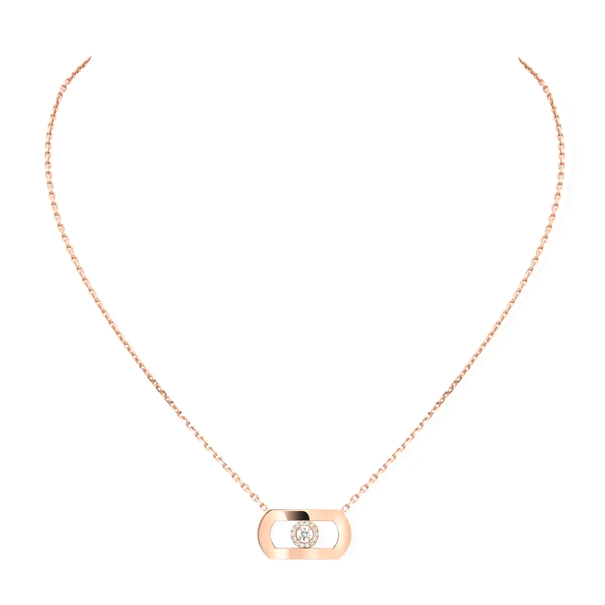 So Move 18ct Pink Gold Diamond Set Necklace - Image 2