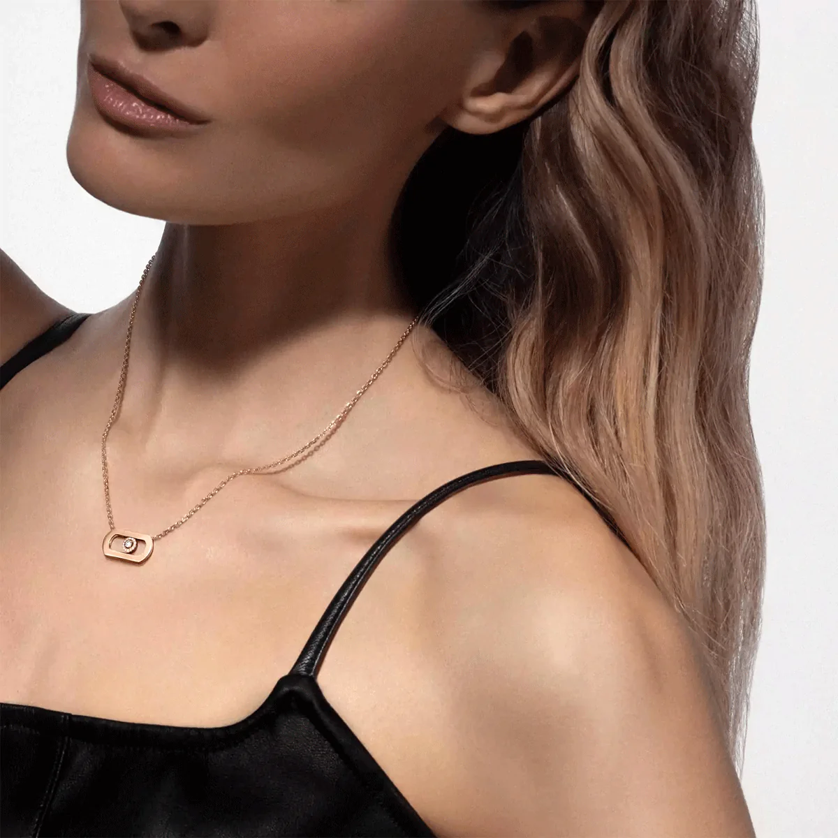 So Move 18ct Pink Gold Diamond Set Necklace - Image 3