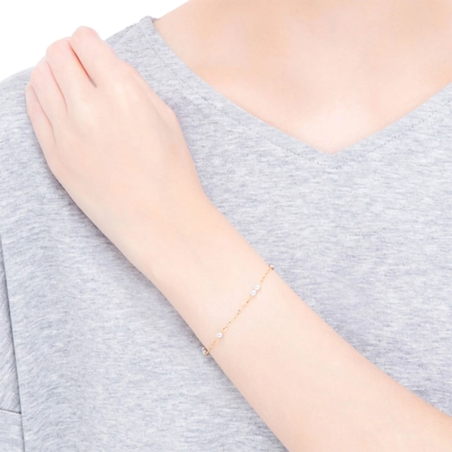 18ct Yellow Gold Akoya Pearl Chain Bracelet - Image 2