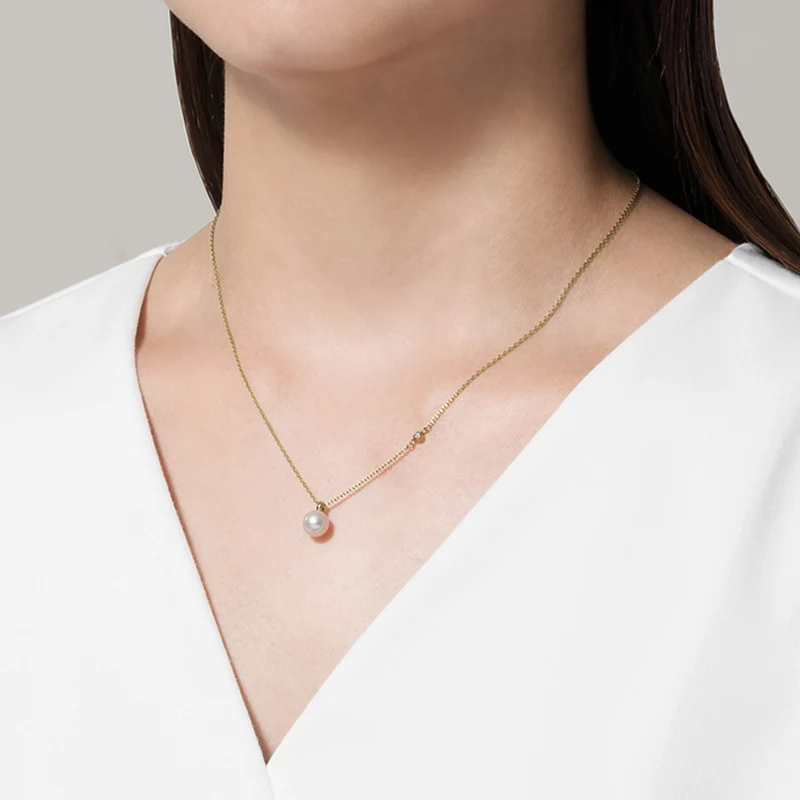 18ct Yellow Gold Pearl And Diamond Pendant - Image 2