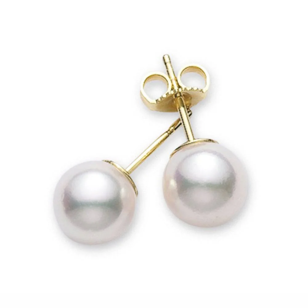 Classic A+ Grade Akoya Cultured Pearl Earrings 7-7.5mm - Image 2