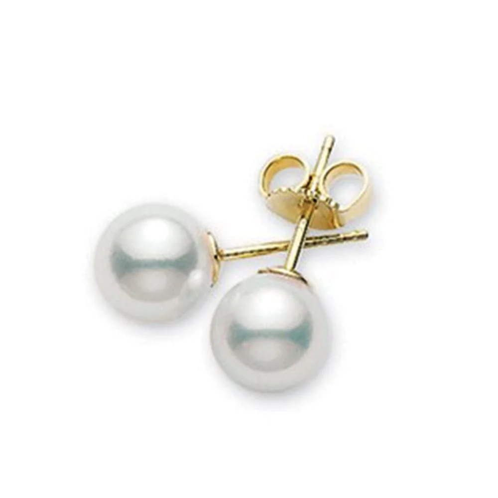 Classic AAA Grade Akoya Cultured Pearl Earrings 6-6.5mm - Image 2