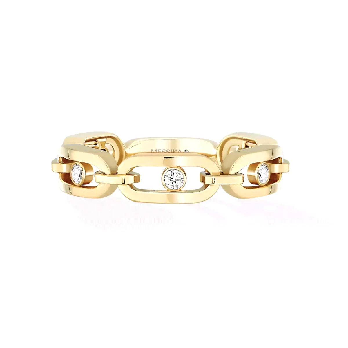 Move Link 18ct Yellow Gold and Diamond Set Ring - Image 2