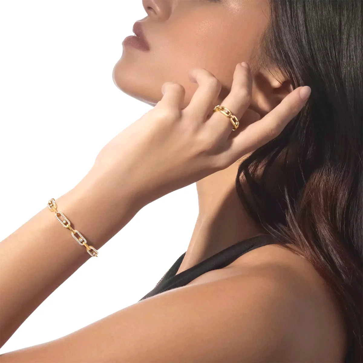 Move Link 18ct Yellow Gold and Diamond Set Ring - Image 3