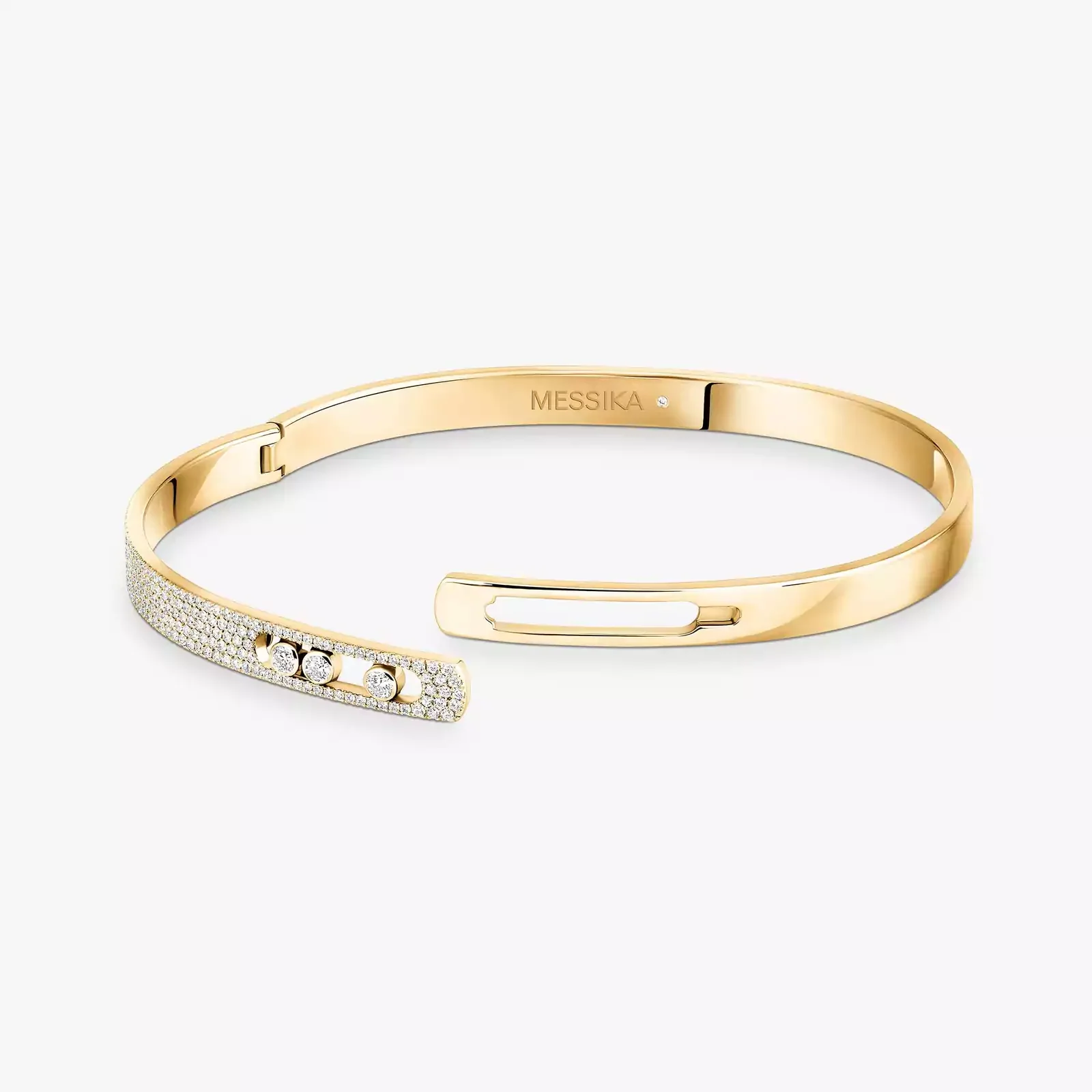 Move Noa 18ct Yellow Gold Pave Diamond Set Bangle - Image 5