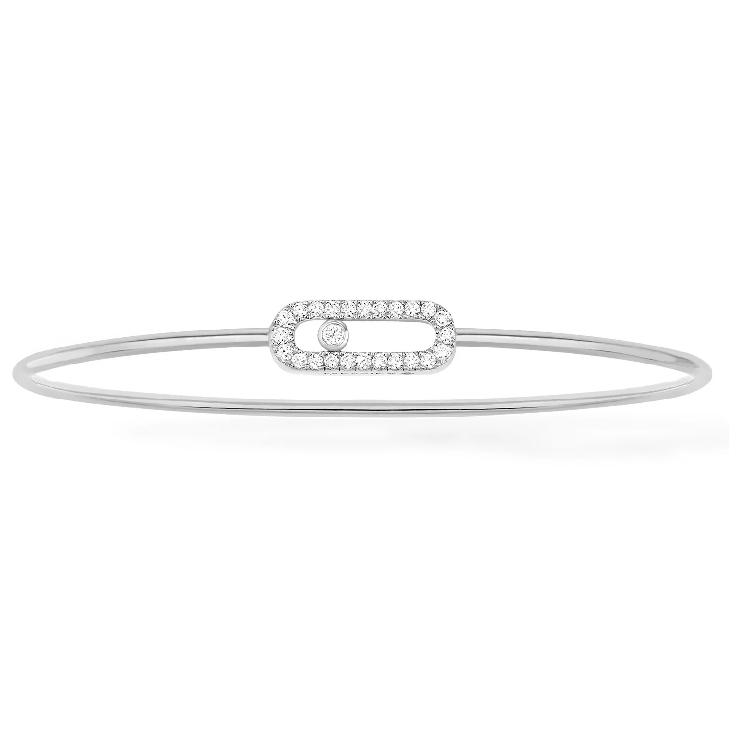 Move Uno 18ct White Gold Diamond Set Bangle - Image 2