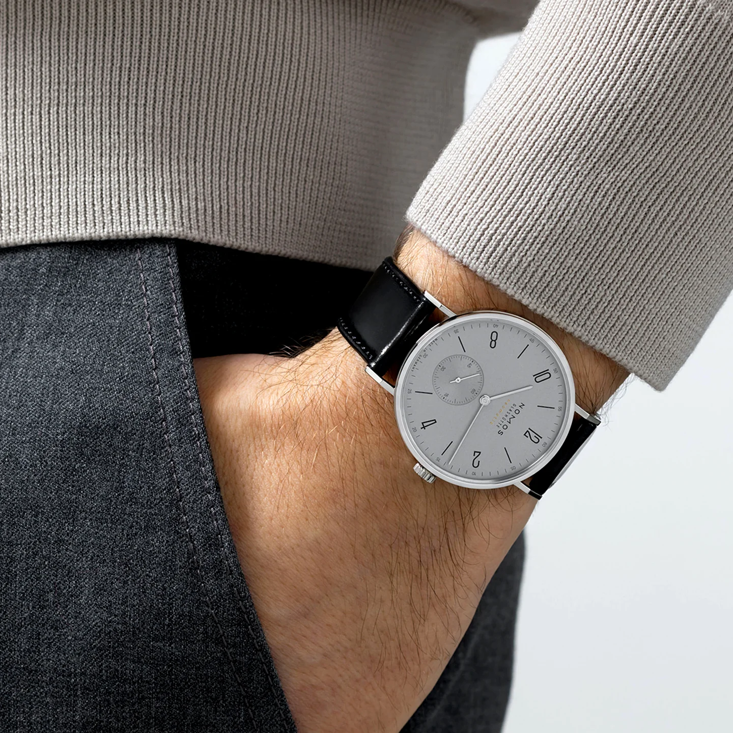 Tangente Neomatik 39mm Platinum Grey Dial Mens Strap Watch - Image 2