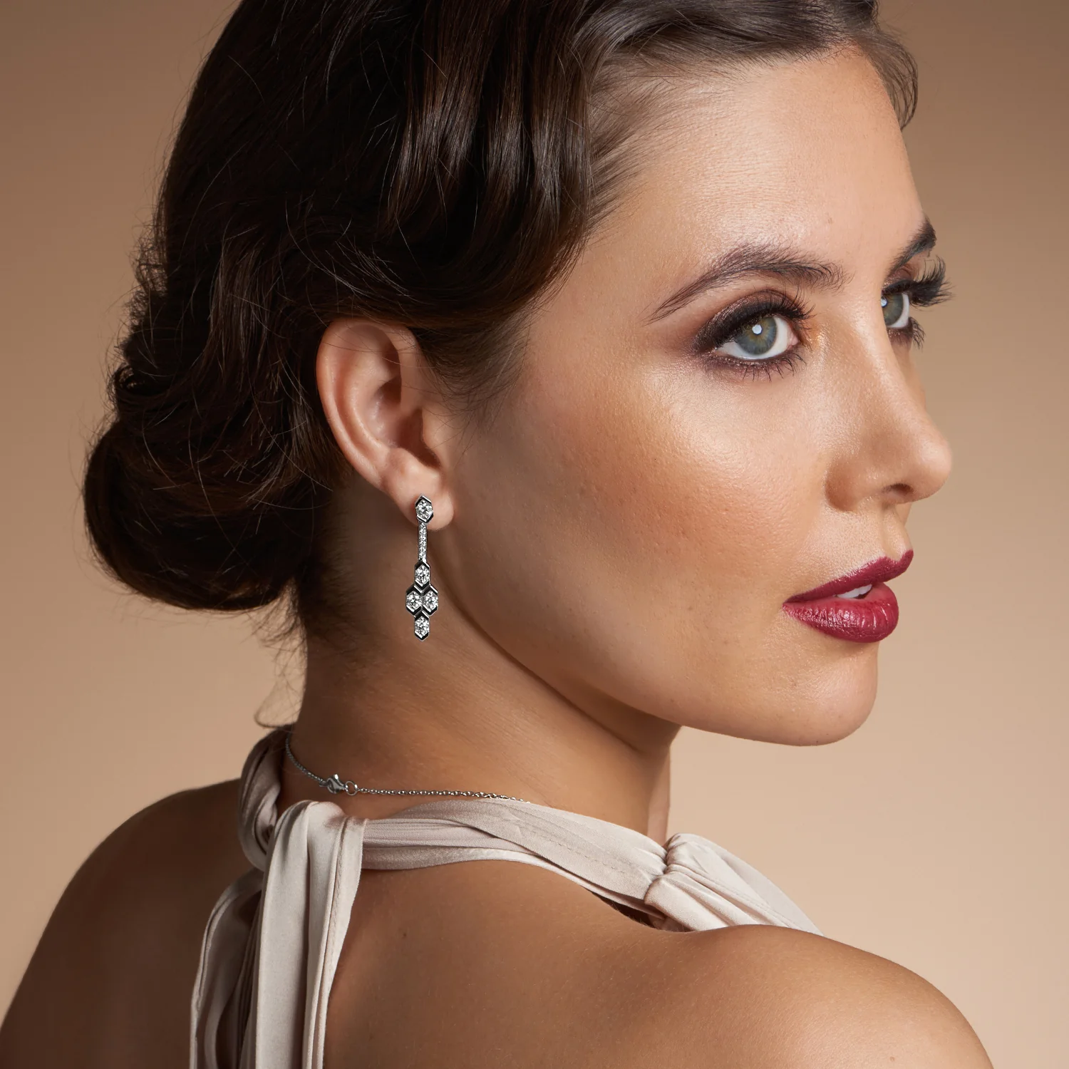Nouveau Collection 18ct White Gold Full Diamond Drop Earrings - Image 2