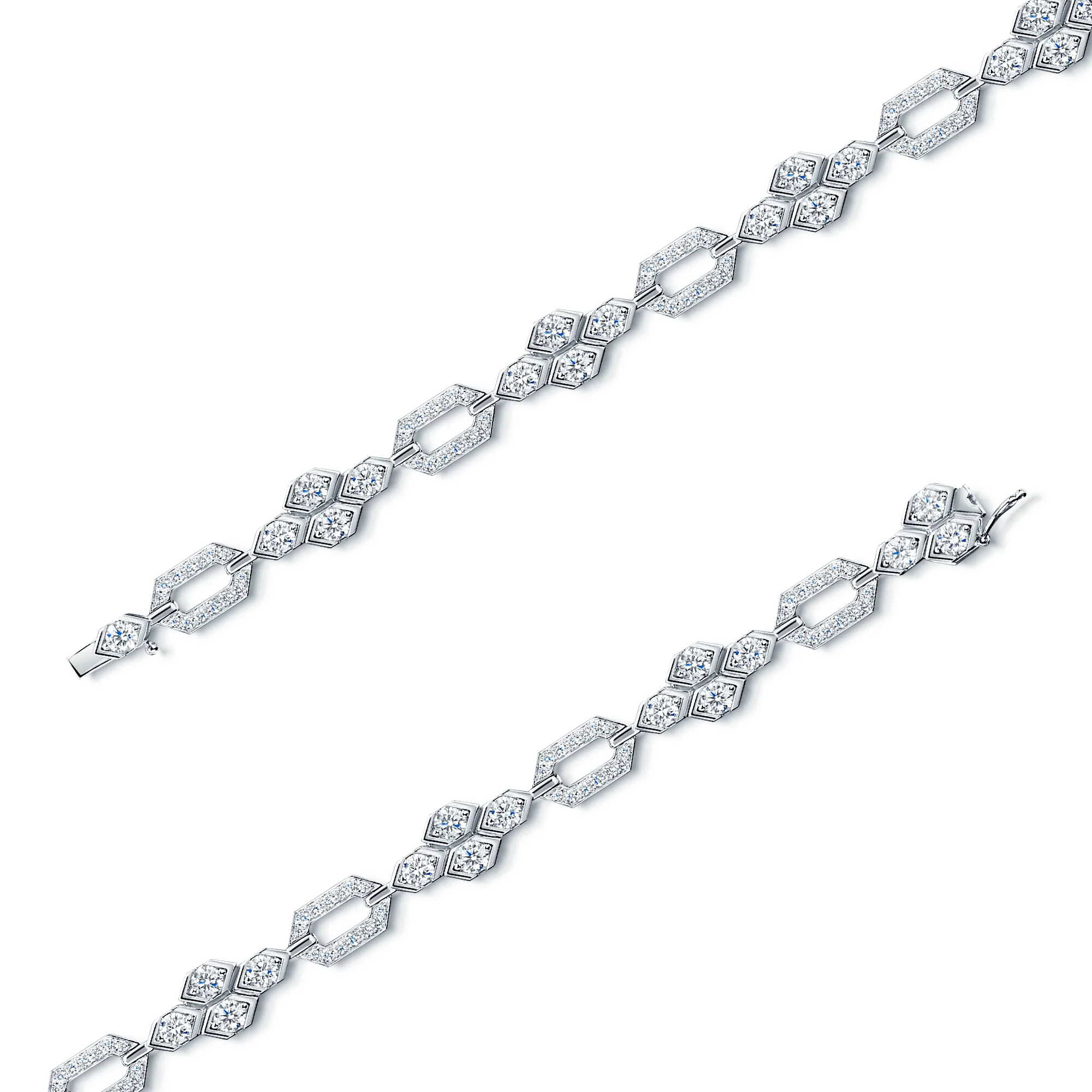 Nouveau Collection 18ct White Gold Full Diamond Line Bracelet - Image 4