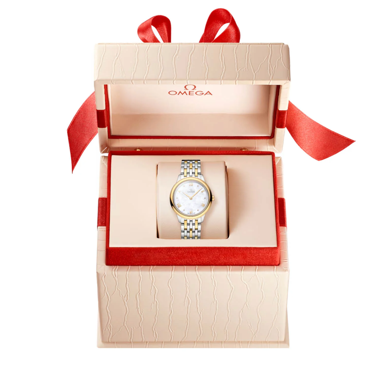 De Ville Prestige 27.5mm Two-Tone White Mother of Pearl Dial Bracelet Watch - Image 2