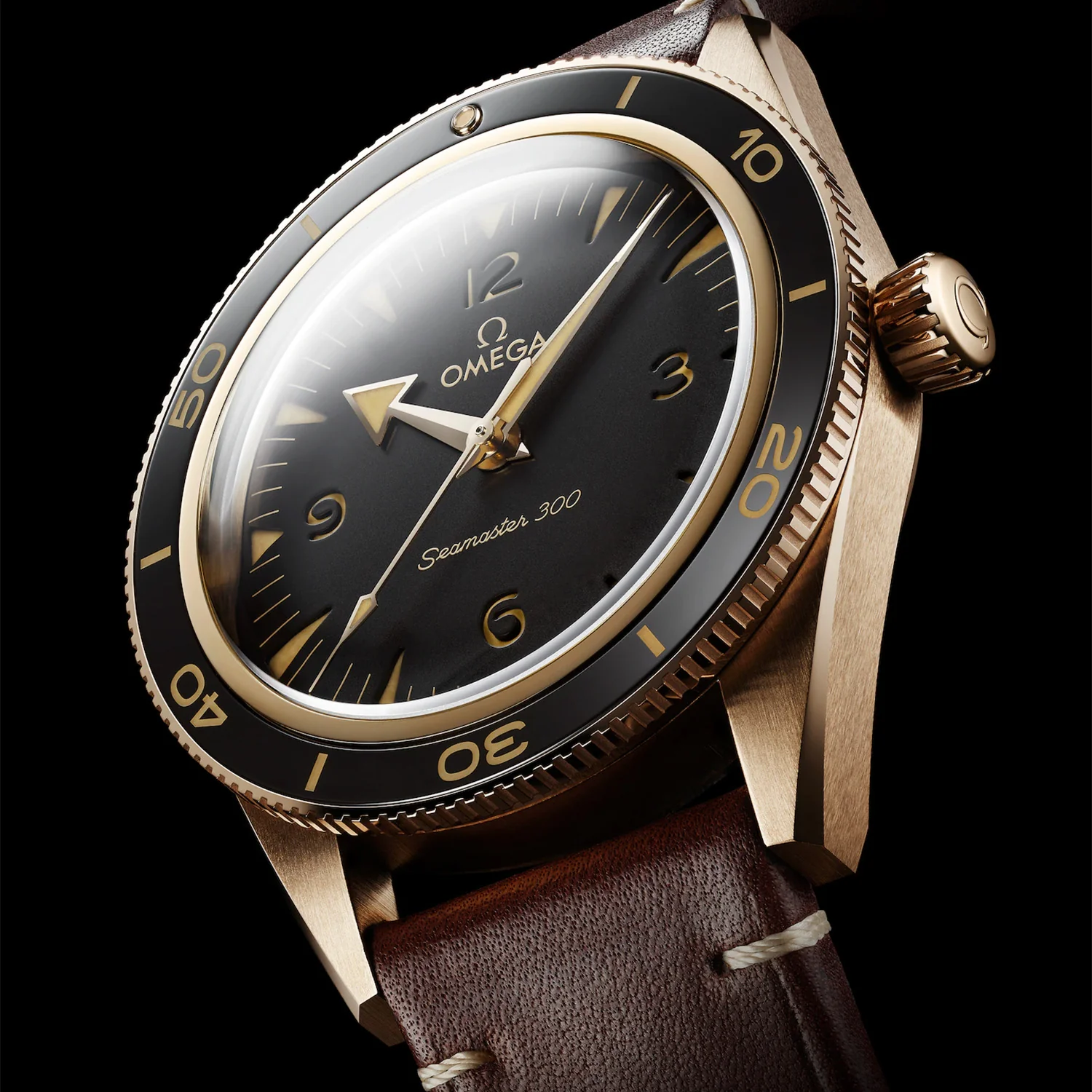 Seamaster 300 41mm 9ct Bronze Gold Automatic Leather Strap Watch - Image 4
