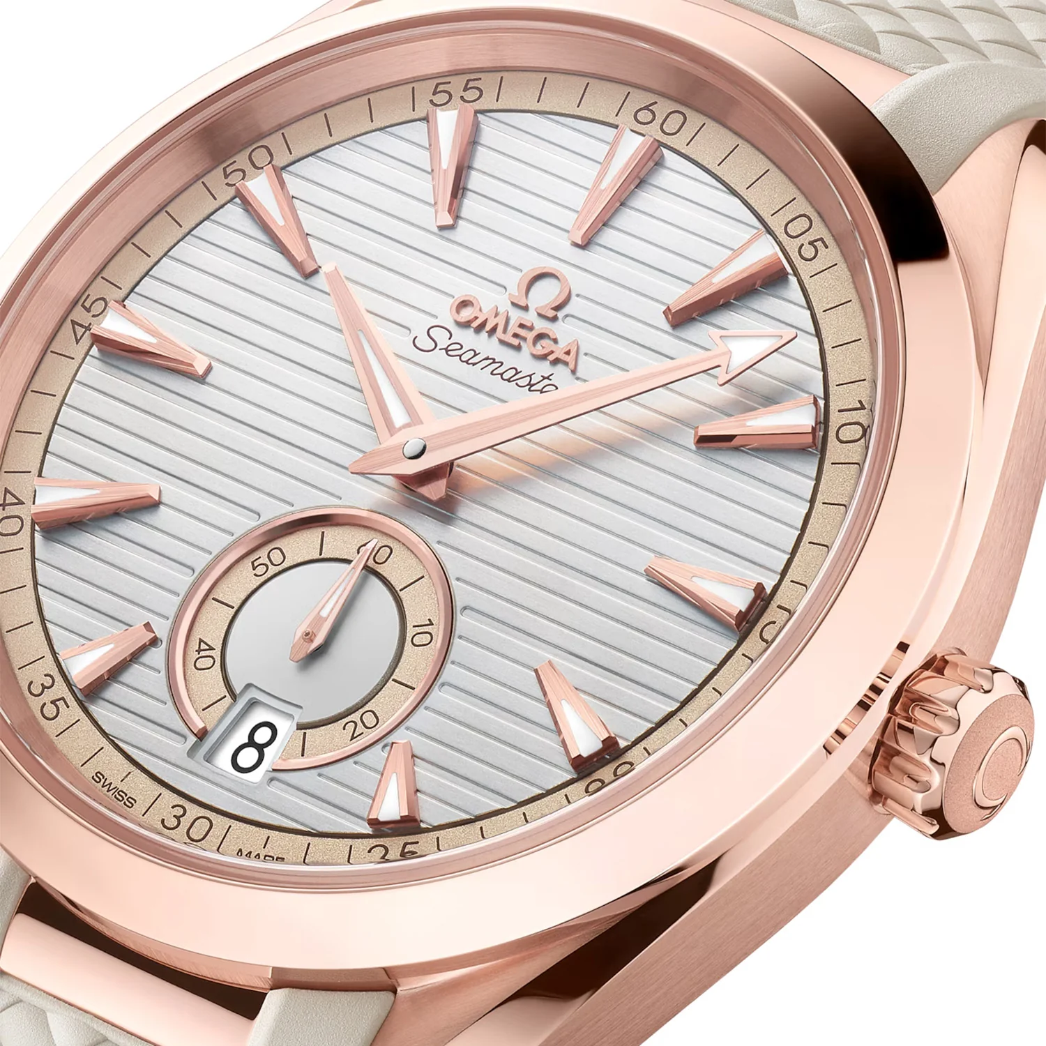 Seamaster Aqua Terra Small Seconds 41mm 18ct Sedna Gold Silver Dial Watch - Image 3