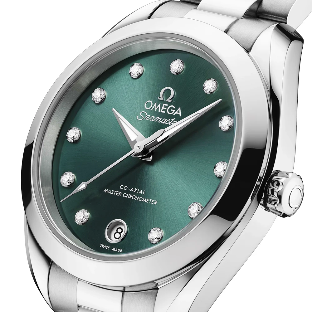 Seamaster Aqua Terra 30mm Green Sunray Diamond Dial Watch - Image 4