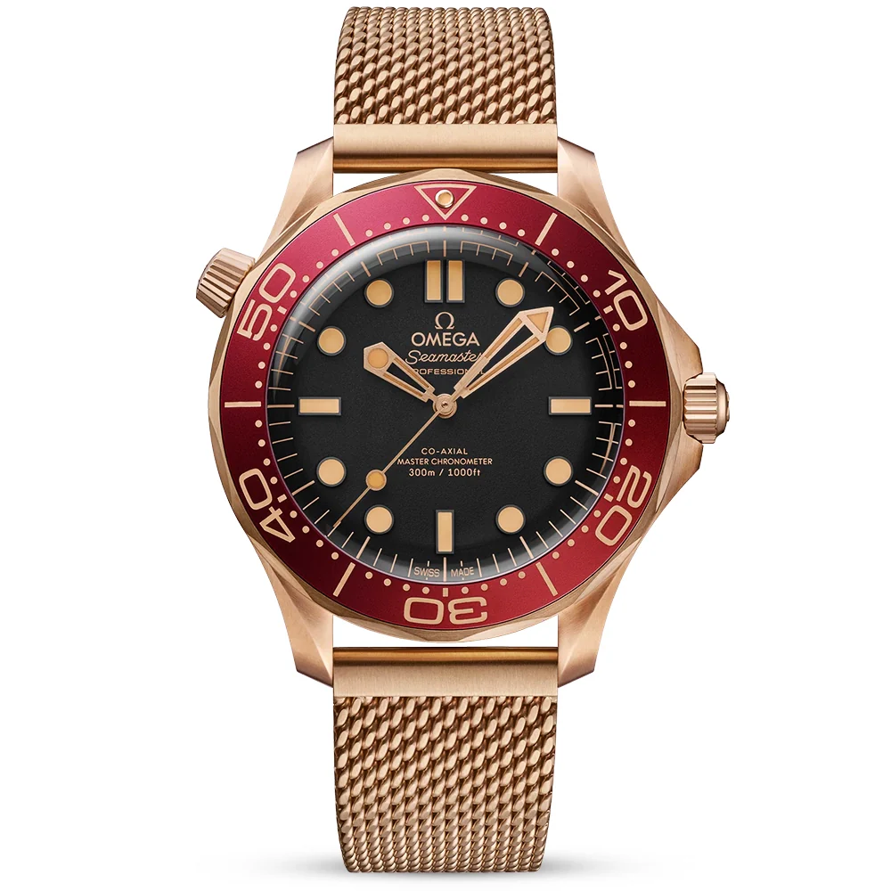 Seamaster Diver 300m Bronze Gold Burgundy Red Bracelet Watch