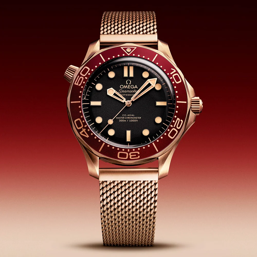 Seamaster Diver 300m Bronze Gold Burgundy Red Bracelet Watch - Image 3