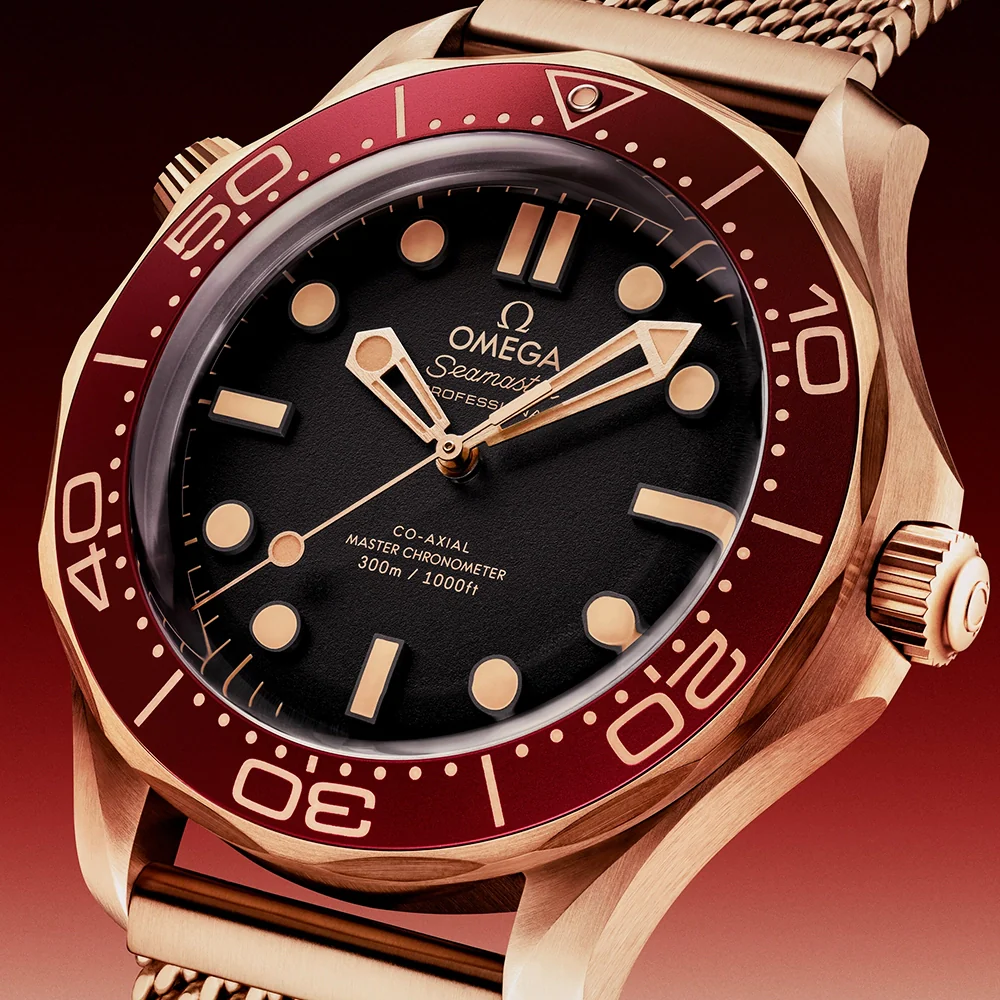Seamaster Diver 300m Bronze Gold Burgundy Red Bracelet Watch - Image 4