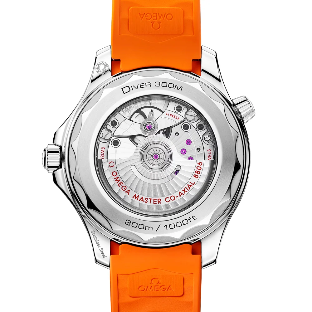 Seamaster Diver 300m 42mm Black & Orange Dial Rubber Strap Watch - Image 6