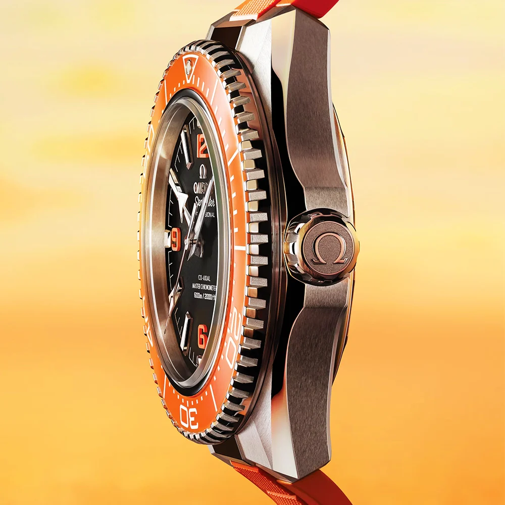 Seamaster Planet Ocean 600m 42mm Black Dial & Orange Bezel Strap Watch - Image 4