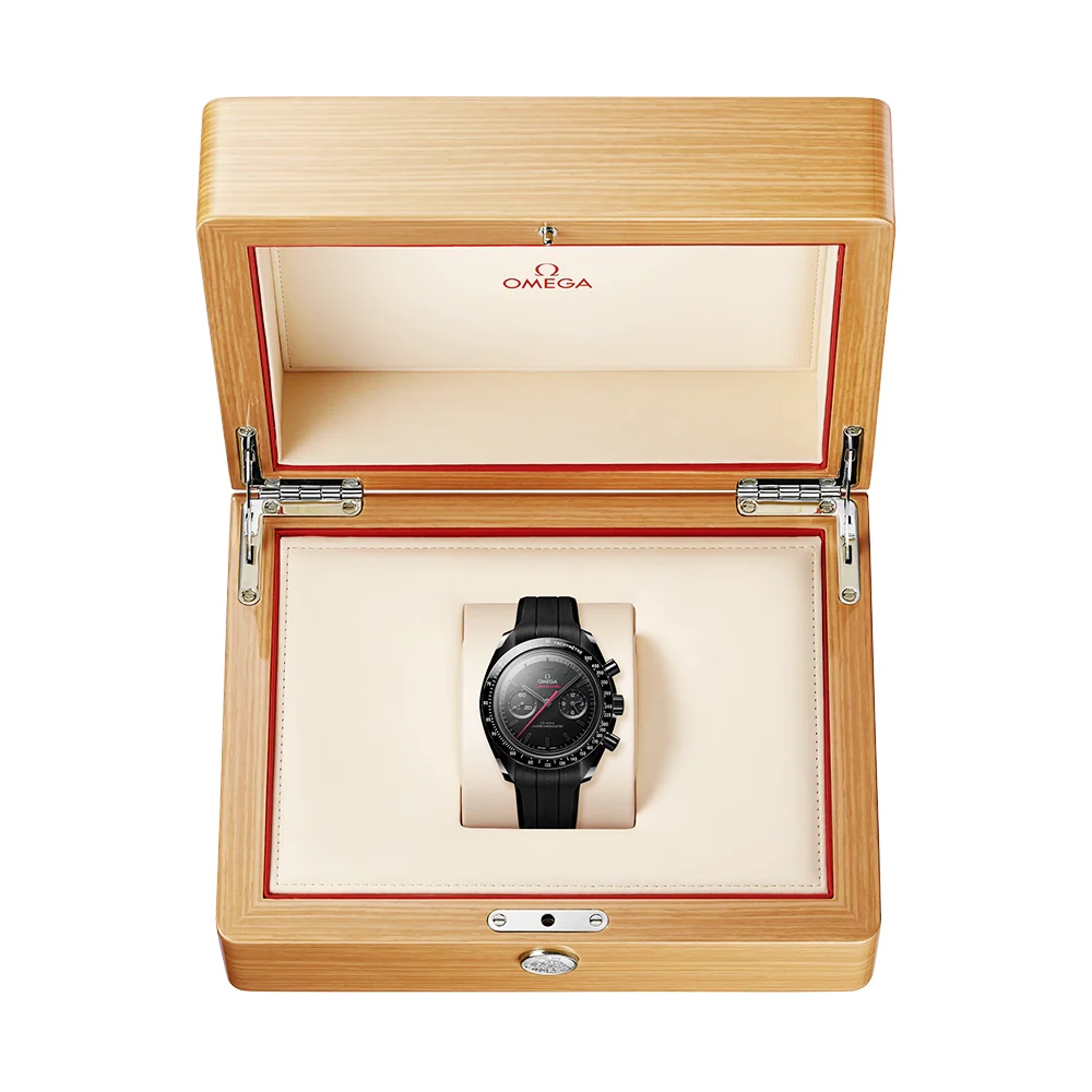 Speedmaster "Dark Side of the Moon" Black/Red Dial Rubber Strap Watch - Image 2