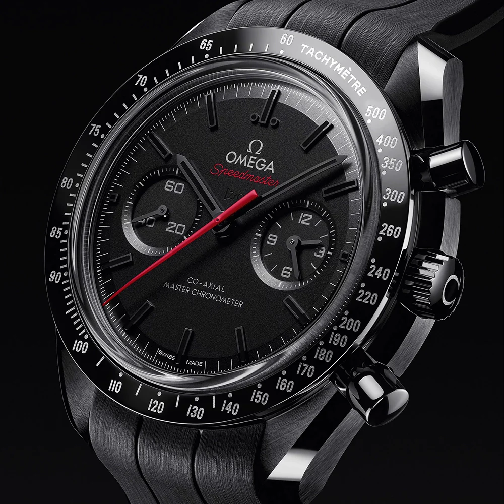 Speedmaster "Dark Side of the Moon" Black/Red Dial Rubber Strap Watch - Image 4