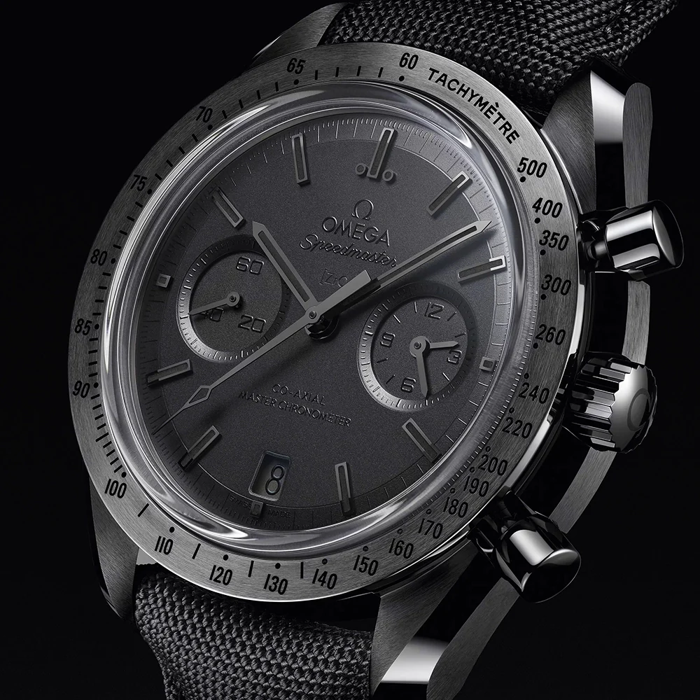 Speedmaster "Dark Side of the Moon" All Black Dial Rubber Strap Watch - Image 3