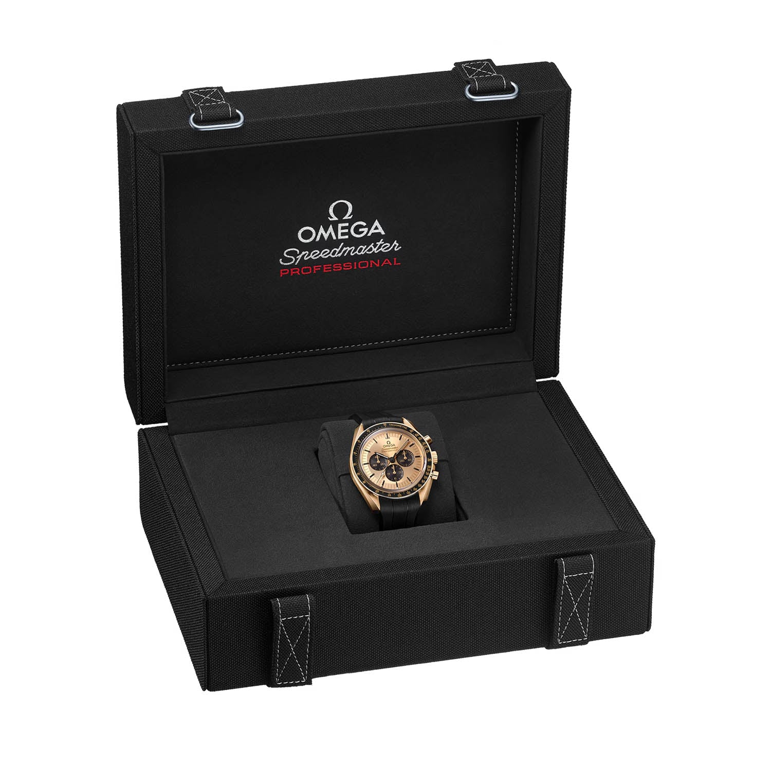 Speedmaster Moonwatch 18ct Moonshine Gold Dial Rubber Strap Watch - Image 2