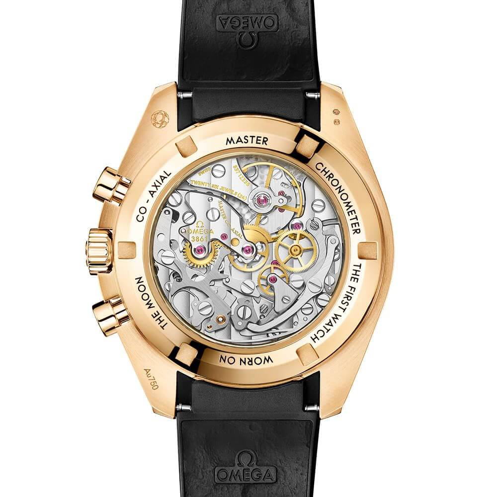 Speedmaster Moonwatch 18ct Moonshine Gold Dial Rubber Strap Watch - Image 5