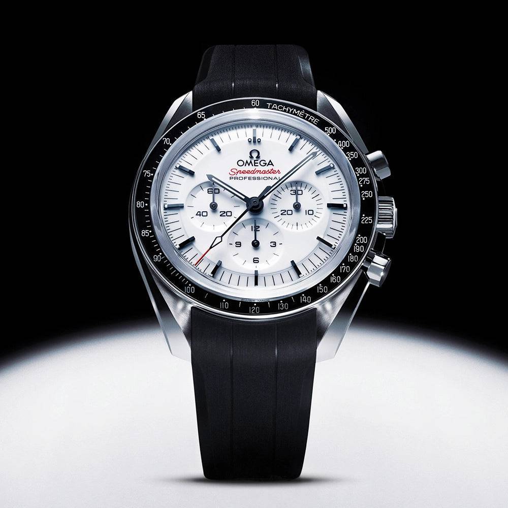 Speedmaster Moonwatch 42mm White Dial Rubber Strap Watch - Image 5