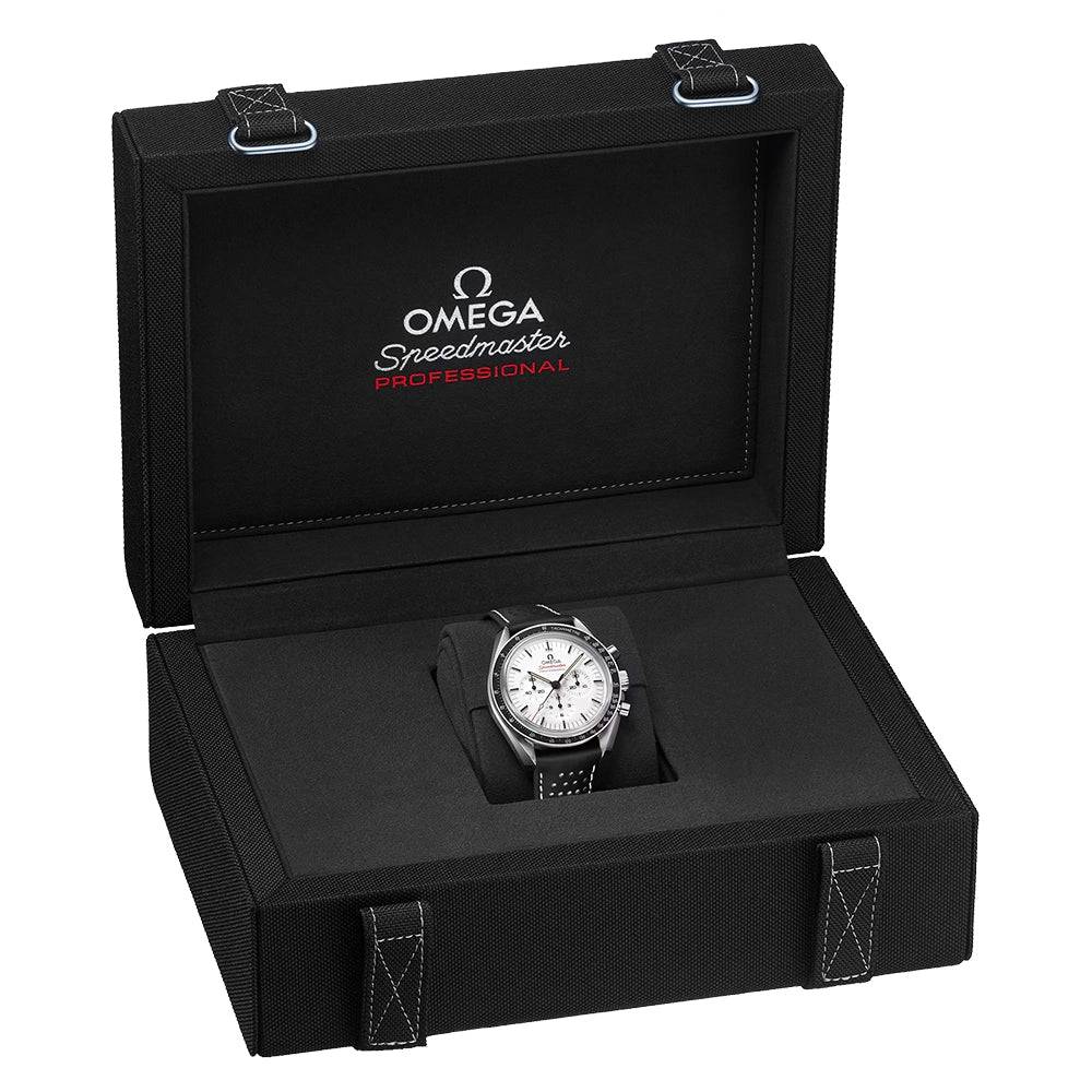 Speedmaster Moonwatch 42mm White Dial Leather Strap Watch - Image 2