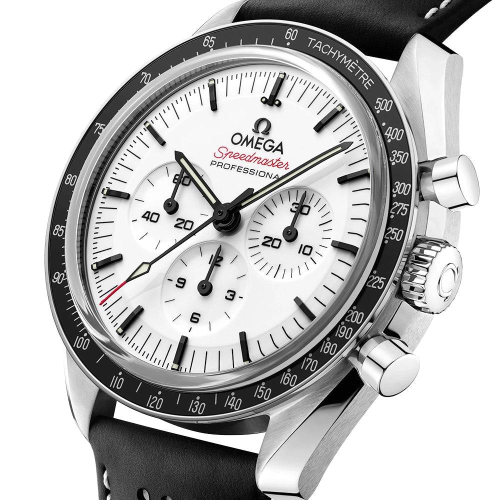 Speedmaster Moonwatch 42mm White Dial Leather Strap Watch - Image 3