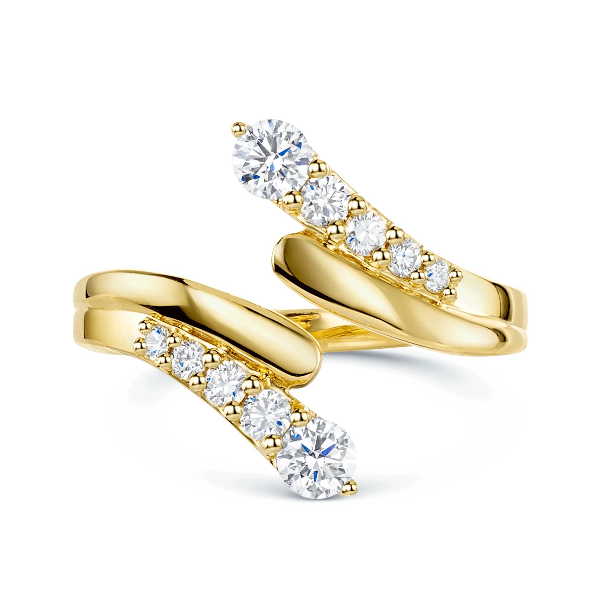 OPEIA Nova Collection Yellow Gold Round Brilliant Cut Diamond Wraparound Ring - Image 2
