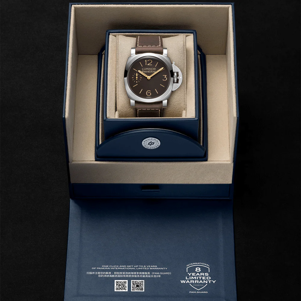 Luminor 44mm Brown Dial Brown Strap Mens Watch - Image 8