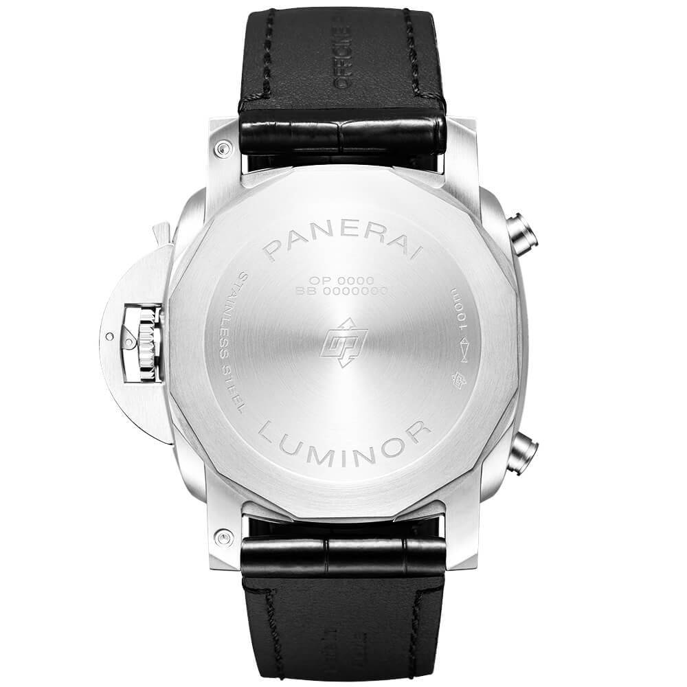 Luminor 44mm White Dial & Leather Strap Automatic Chronograph Watch - Image 3