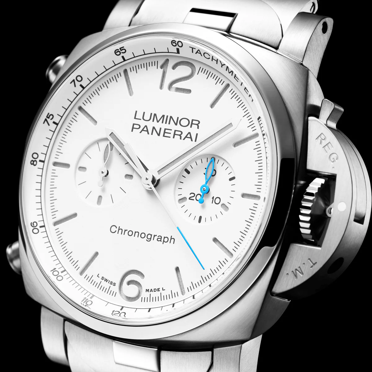 Luminor 44mm White Dial Automatic Chronograph Bracelet Watch - Image 2