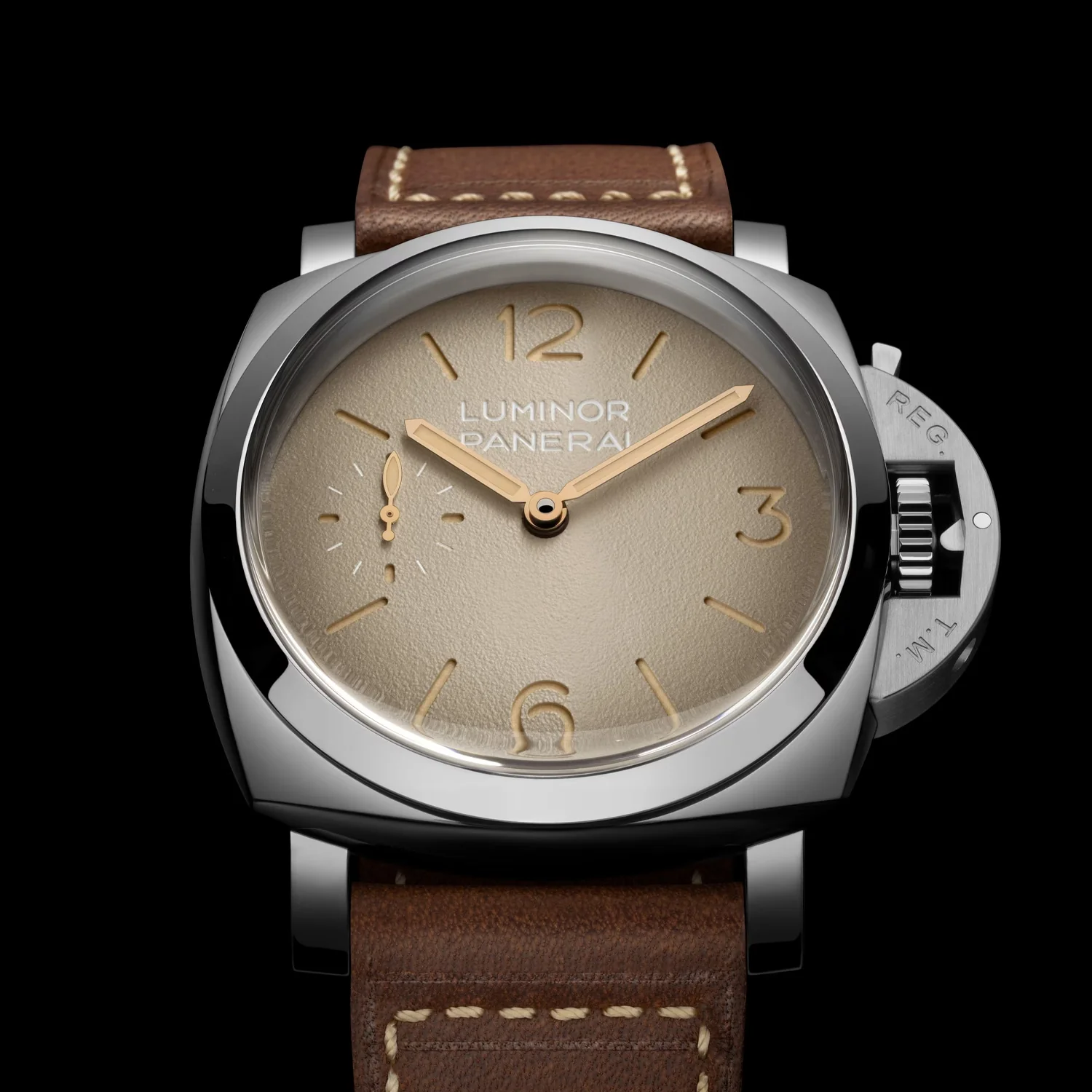 Luminor 47mm Ivory Dial Brown Strap Mens Watch - Image 5