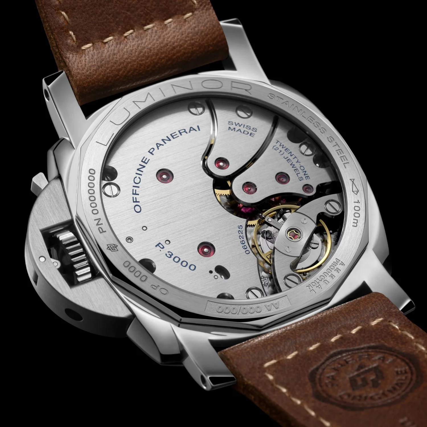 Luminor 47mm Ivory Dial Brown Strap Mens Watch - Image 6