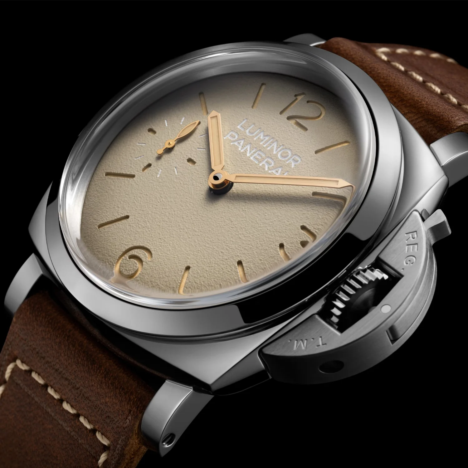 Luminor 47mm Ivory Dial Brown Strap Mens Watch - Image 7