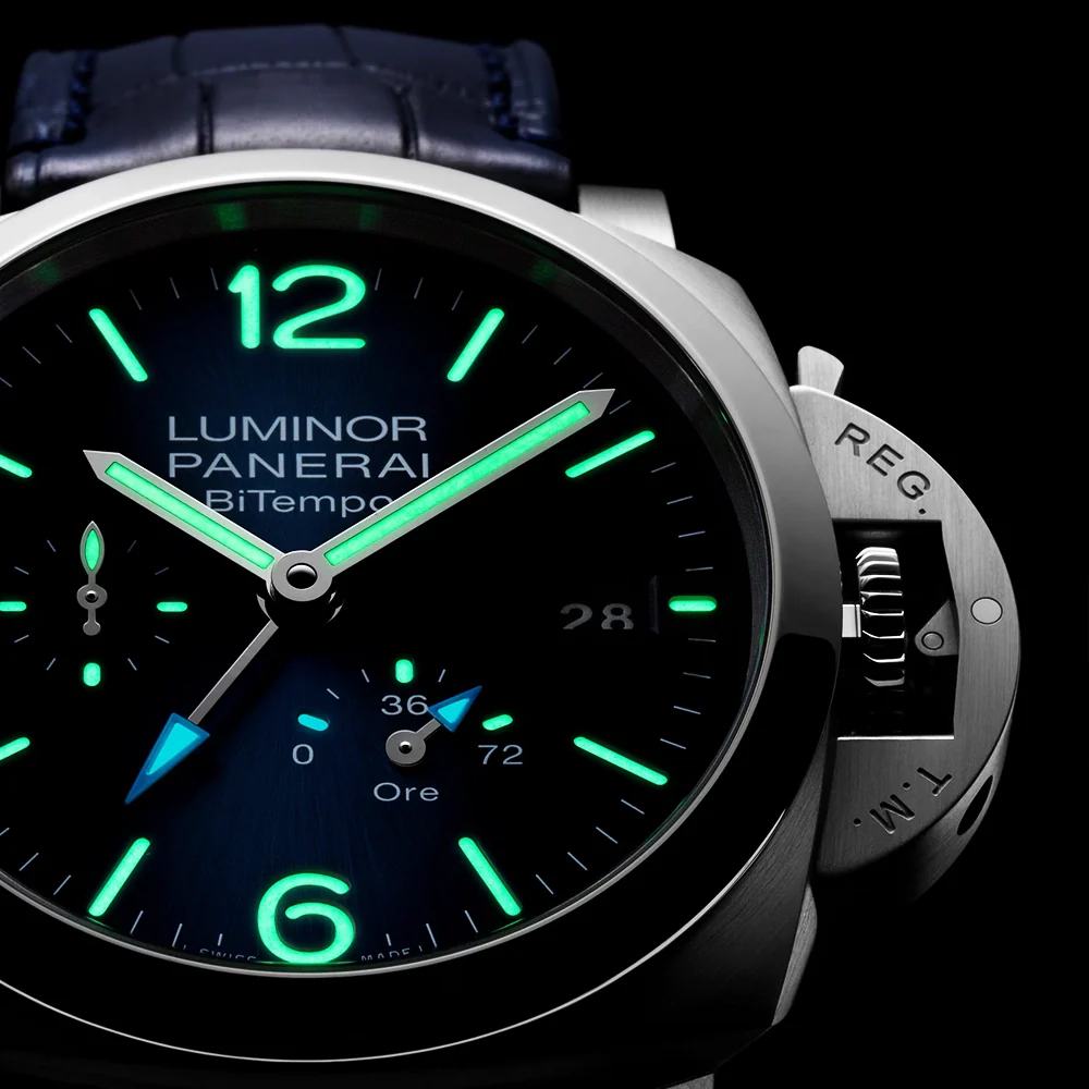 Luminor BiTempo 44mm Blue Dial Automatic Strap Watch - Image 2