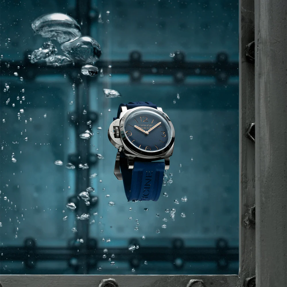 Luminor Destro 44mm Blue Dial Leather Strap Watch - Image 4