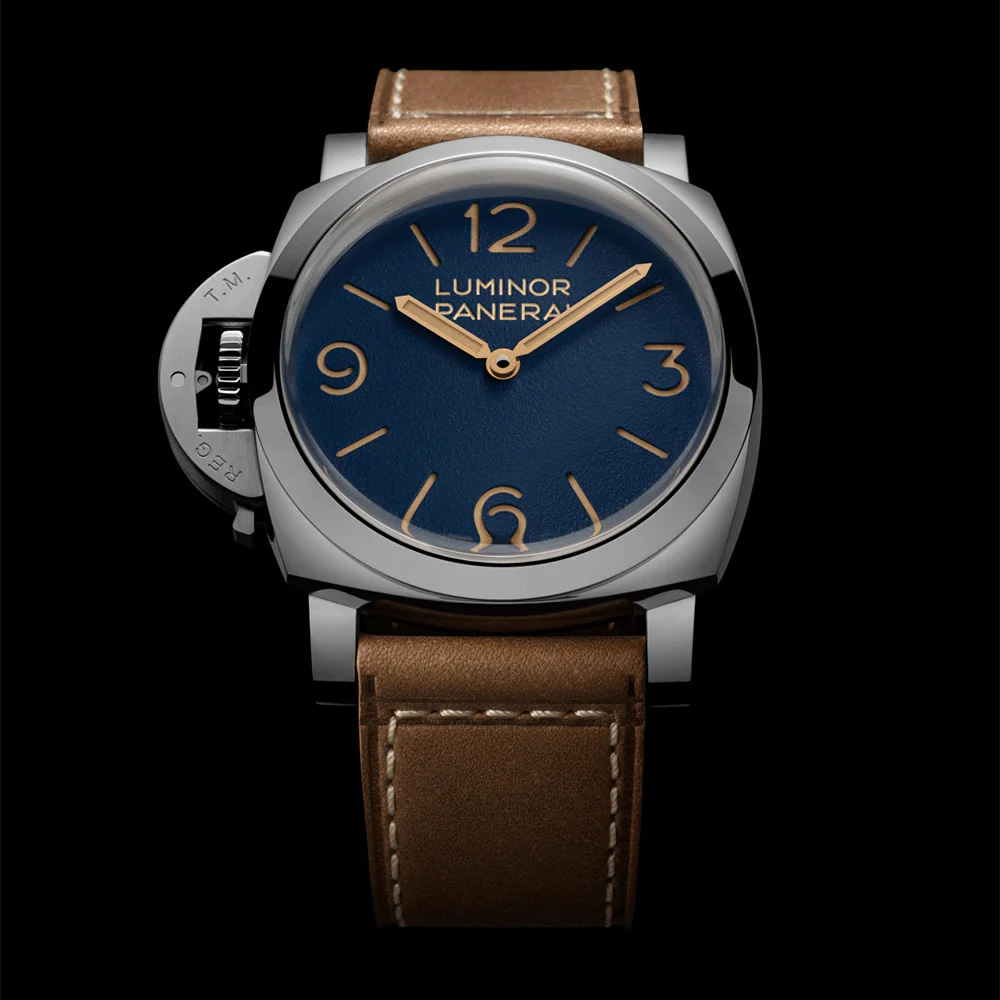 Luminor Destro 44mm Blue Dial Leather Strap Watch - Image 5