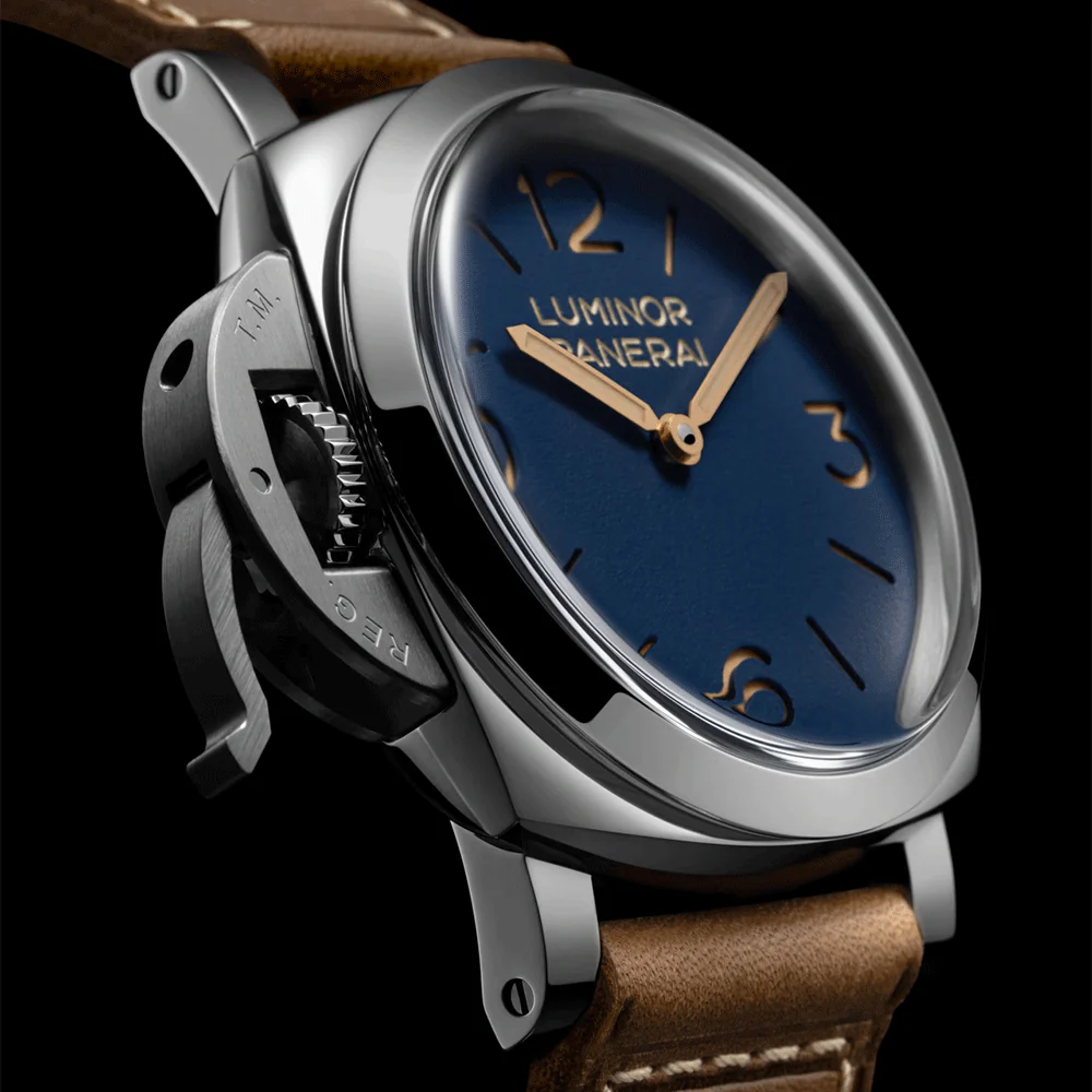 Luminor Destro 44mm Blue Dial Leather Strap Watch - Image 7