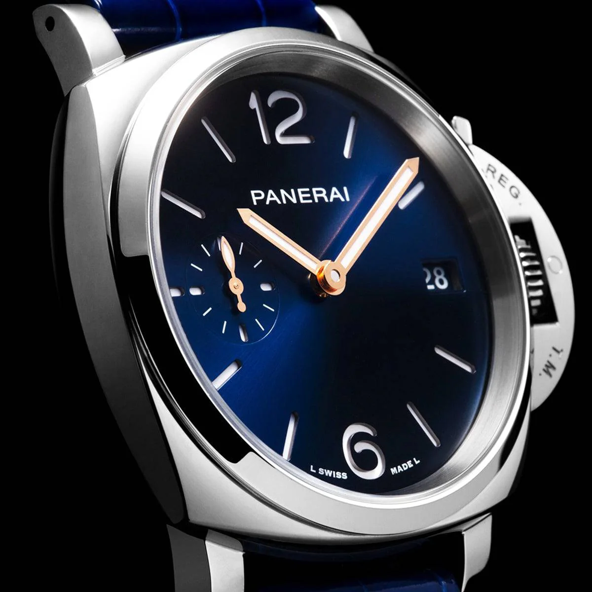 Luminor Due 38mm Blue/Rose Dial Automatic Leather Strap Watch - Image 2