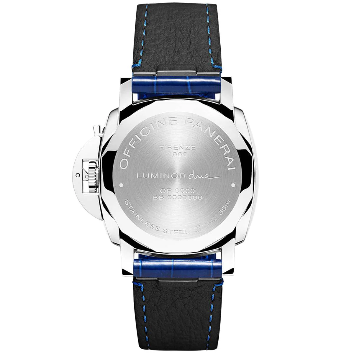 Luminor Due 38mm Blue/Rose Dial Automatic Leather Strap Watch - Image 3