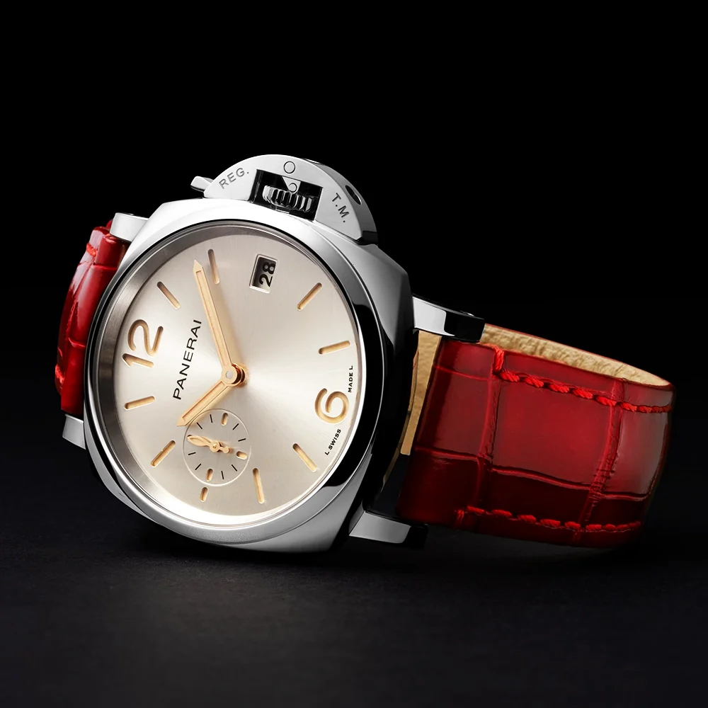 Luminor Due 38mm Silver Dial Automatic Red Strap Watch - Image 2