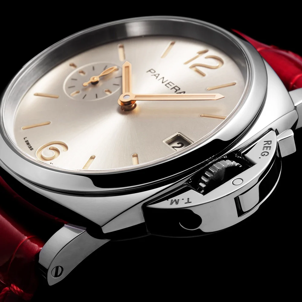 Luminor Due 38mm Silver Dial Automatic Red Strap Watch - Image 3