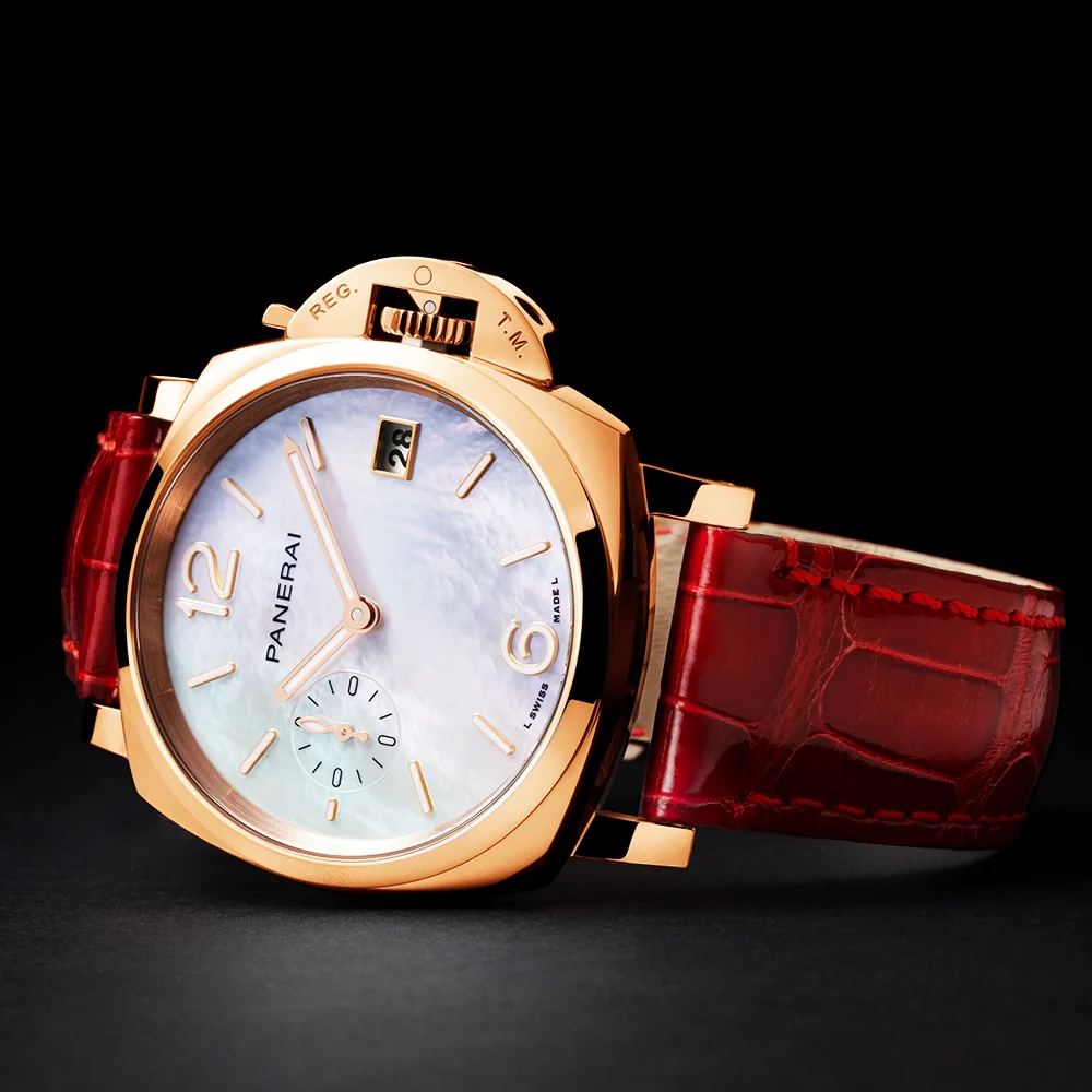 Luminor Due Goldtech Madreperla 38mm Automatic Red Strap Watch - Image 3