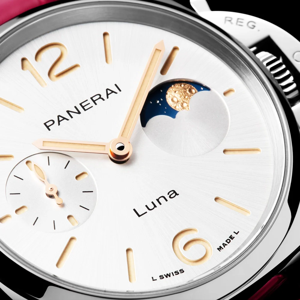 Luminor Due Luna 38mm White Dial Automatic Pink Strap Watch - Image 2