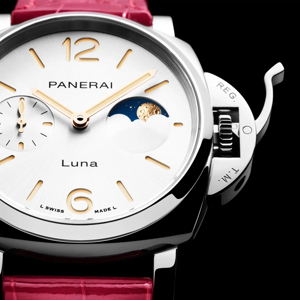 Luminor Due Luna 38mm White Dial Automatic Pink Strap Watch - Image 3