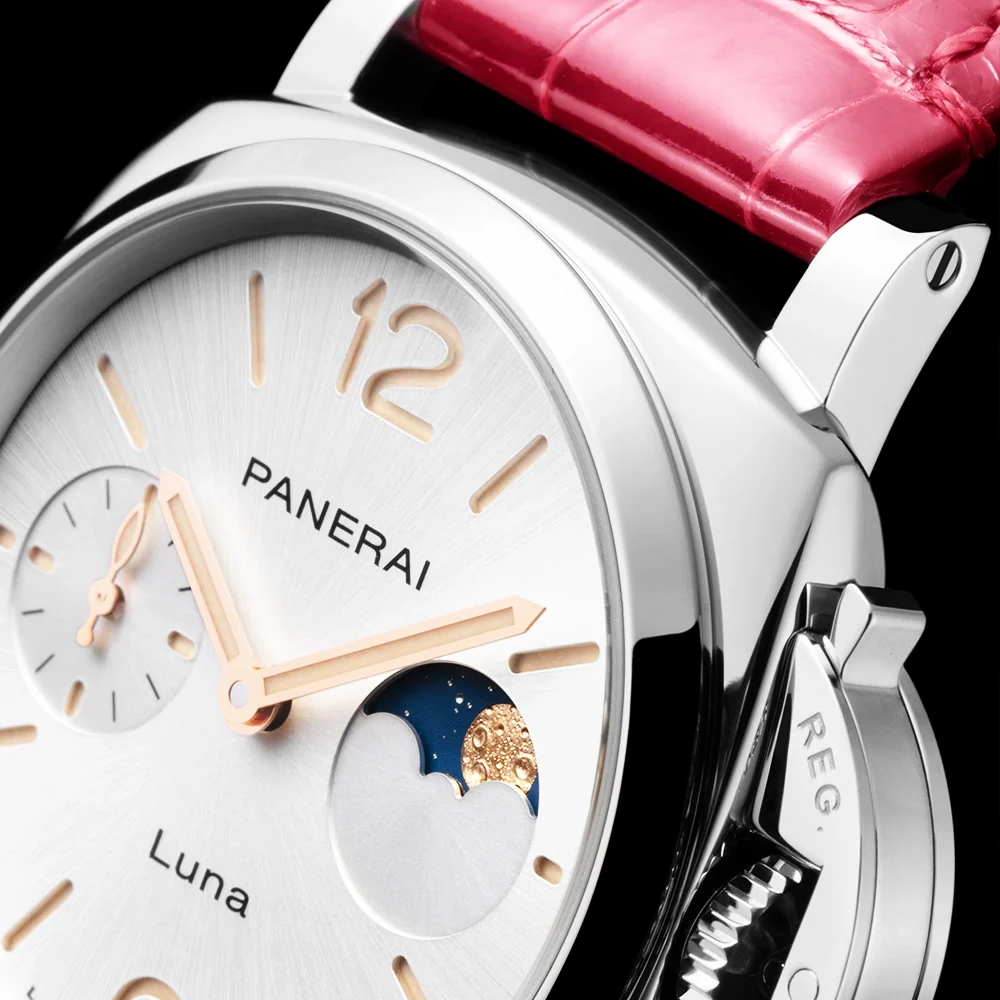 Luminor Due Luna 38mm White Dial Automatic Pink Strap Watch - Image 4