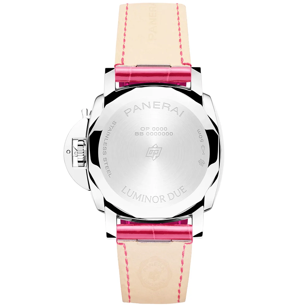 Luminor Due Luna 38mm White Dial Automatic Pink Strap Watch - Image 5